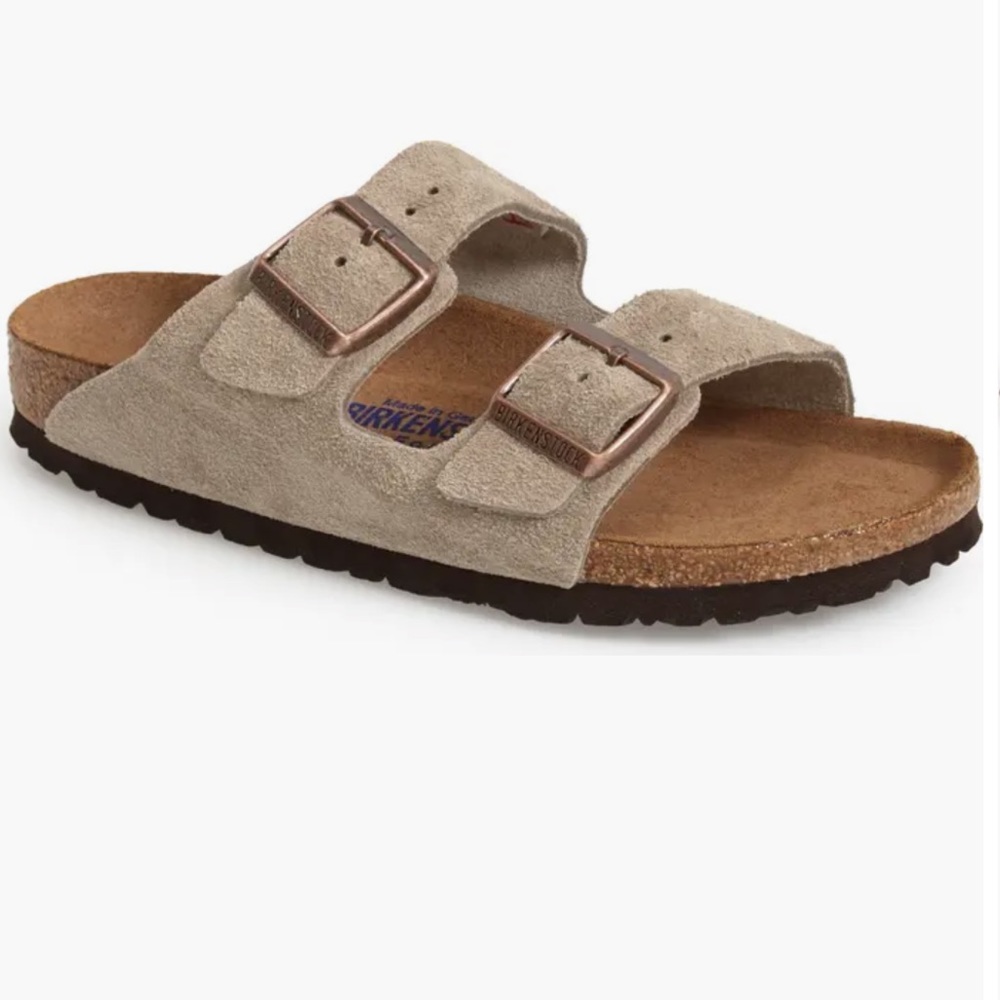 Birkenstock Arizona Soft Slide Sandal size 40 (Taupe Suede)